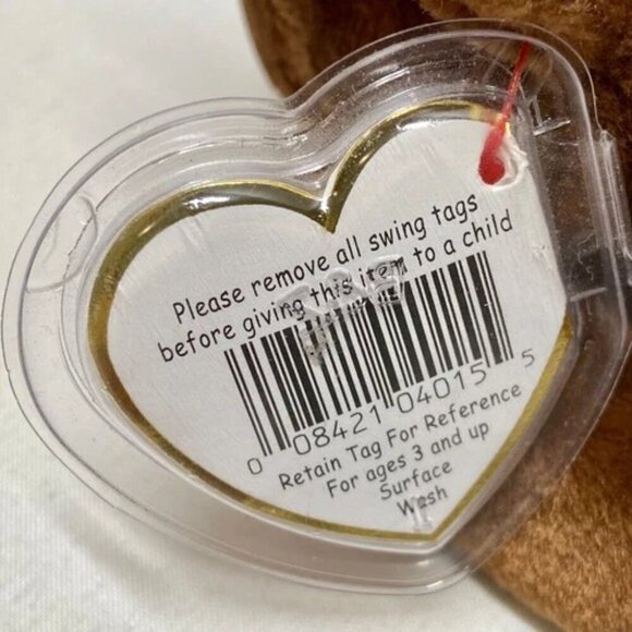 Ty Beanie Baby Original Chocolate 1993 Retired P .E. Pellets Error Red Stamp 205 - Picture 6 of 16
